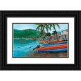 thumbnail image 1 of Bansemer, Roger 14x10 Black Ornate Wood Framed with Double Matting Museum Art Print Titled - St. Lucia Fishing Fleet, 1 of 4