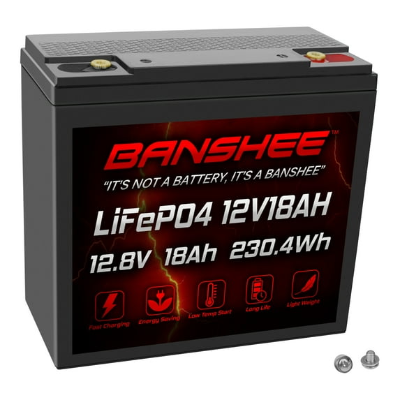 Banshee 12V 18Ah LiFePO4 Lithium Battery – Compatible with Odyssey PC680, Deep Cycle with BMS for Motorcycle, Scooter, UPS, Solar