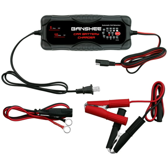 Banshee MODB00J0BY9L6 2A-5A 12V-24V Smart Automotive Battery Charger