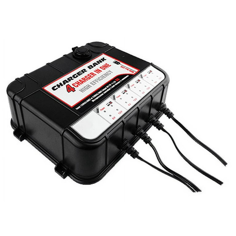 2Amp 6 12V Battery Charger Maintainer w 4 Bays USB Ports