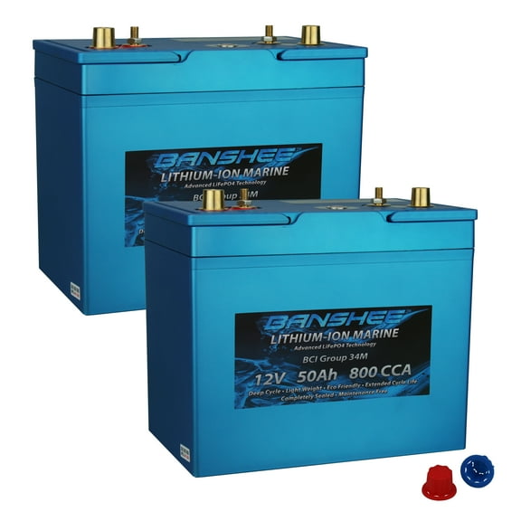 Banshee 24V Lithium Deep Cycle Marine Battery Group 34 - 2 Pack