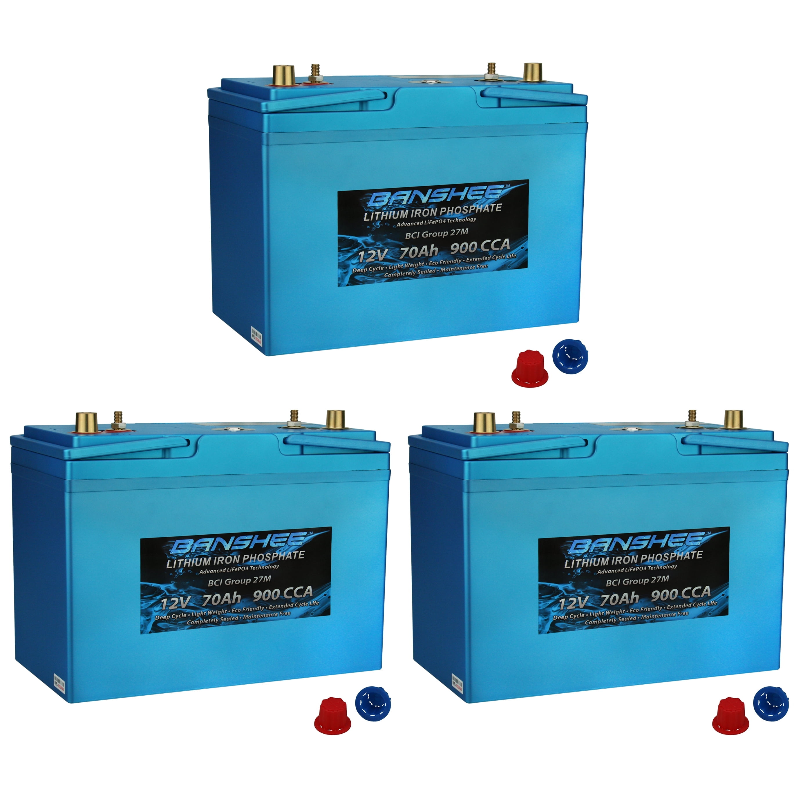 Banshee 36V Lithium Deep Cycle Marine Battery Group 27 - 3 Pack
