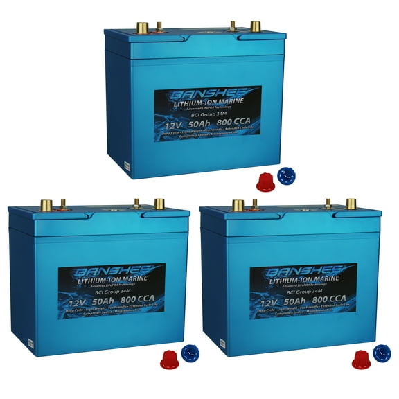 Banshee 36V Lithium Deep Cycle Marine Battery Group 34 - 3 Pack