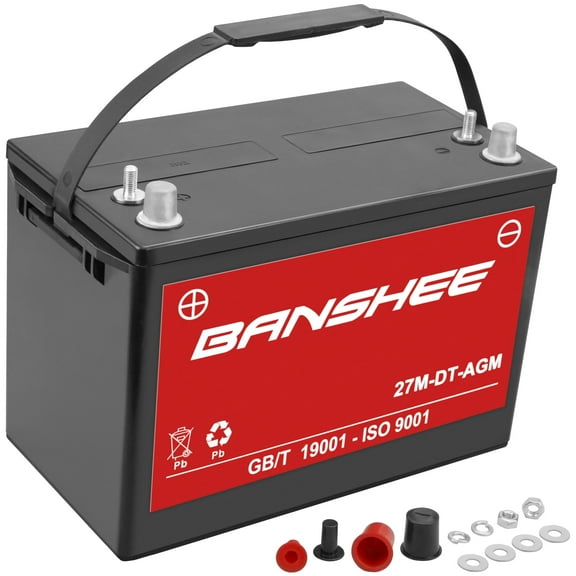 Banshee AGM/SLA 12V Vehicle Battery Group Size 27M, 600 CCA Top Post for Marine