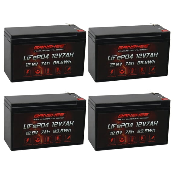 Banshee Battery 12V 7AH Lithium Replacement Battery Compatible with Yuasa NPX-35FR - 4 Pack