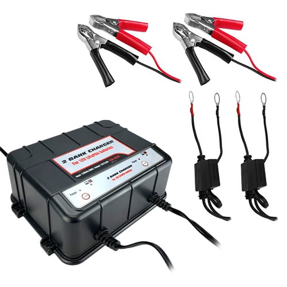 Banshee Lithium LiFePO4 2 Bay 12v Smart Charger/Tender for Car Motorcycle Truck Boat Battery