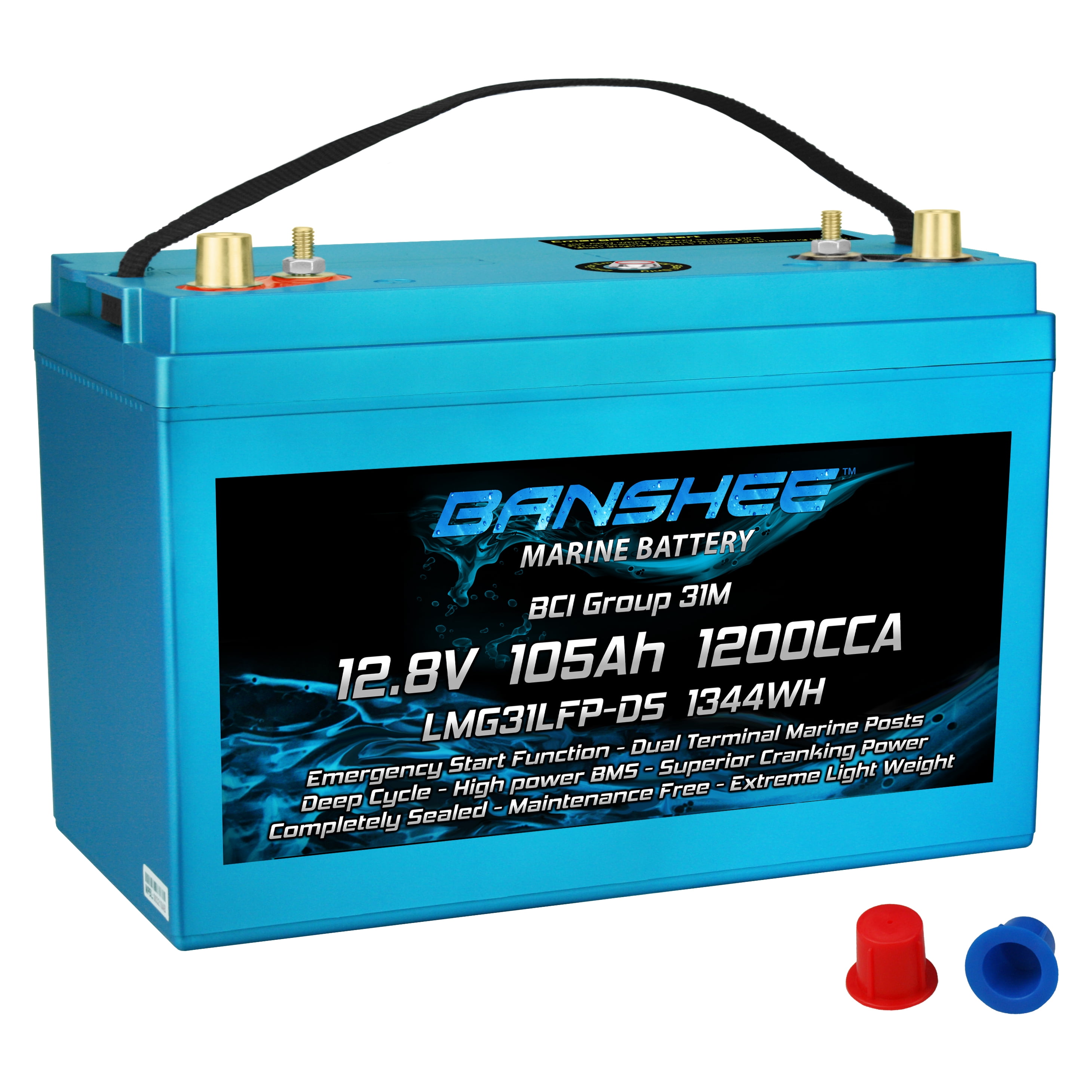 Banshee Lithium Marine Trolling Battery 12 Volt, Group Size 31, 1200 CCA for Marine Applications