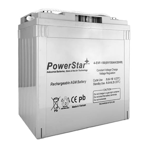 Banshee PowerStar 8.0 V Vehicle Battery, Group Size GC8, 450 CCA, Top & Side Post for Golf Cart, Banshee