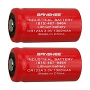 Banshee Replaces 16340 CR123A LR123A 3.0V 1300mAh Rechargeable Li-Ion Battery - x2