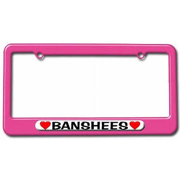 Banshees Love with Hearts License Plate Tag Frame, Multiple Colors
