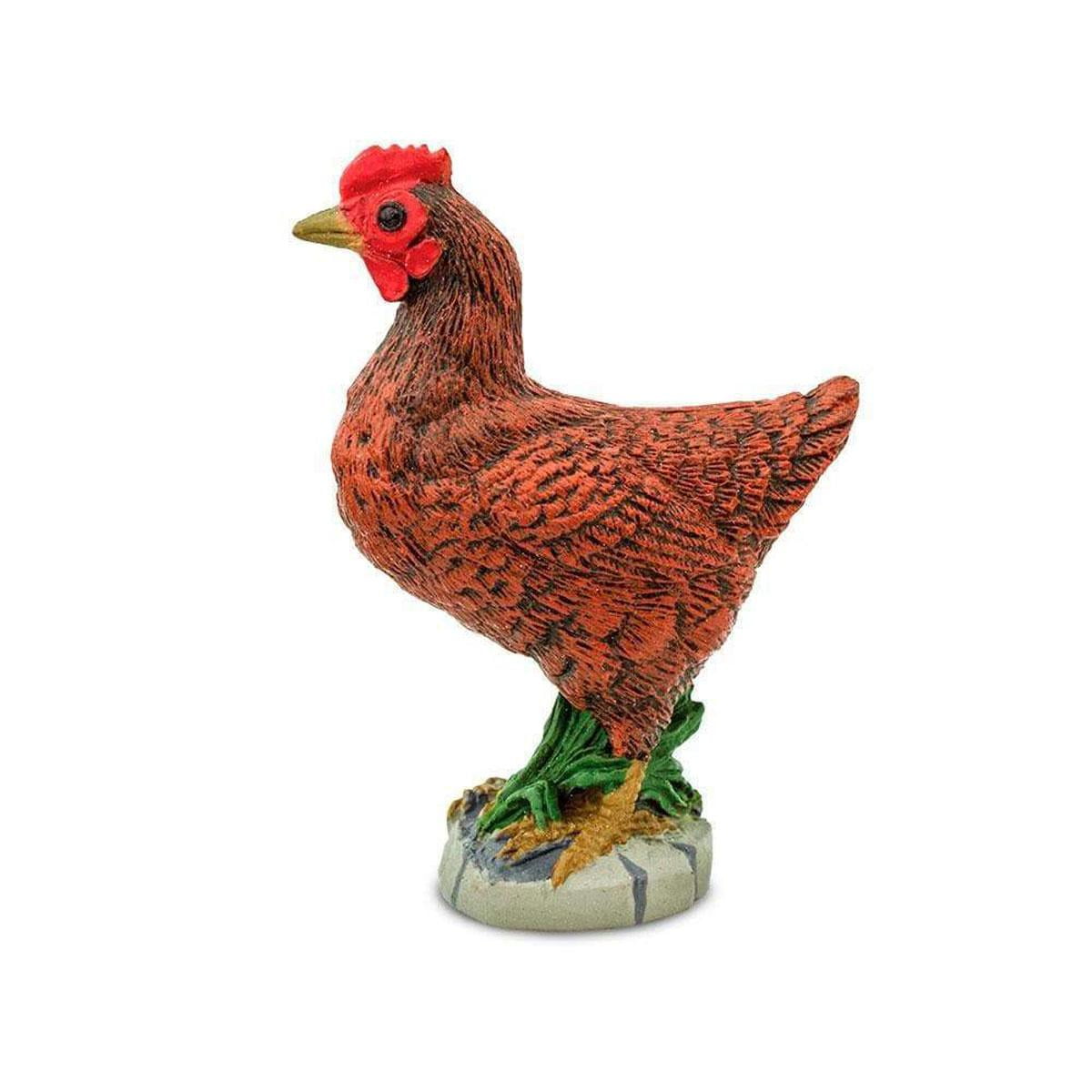 Hand-Painted Red and Brown Bantam Hen Farm Animal Figurine