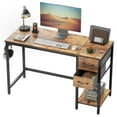 thumbnail image 1 of Banti 40" Modern Computer Desk with Drawers and Shelf, Reversible Storage, Small Study Table for Home Office, Bedroom or Dorm, Rustic Brown, 1 of 8