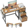 thumbnail image 1 of Banti 47" Reversible Computer Desk with Drawers and File Cabinet, Home Office Writing Desk with Storage Bag, Sturdy & Water-Resistant Table for Small Spaces, Rusitc Brown, 1 of 7