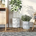 thumbnail image 1 of Bantu Modern Metal White Planters (Set of 2), 1 of 5