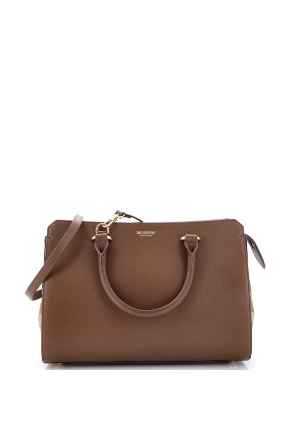 Banwell Tote Leather and House Check Canvas Small By Rebag
