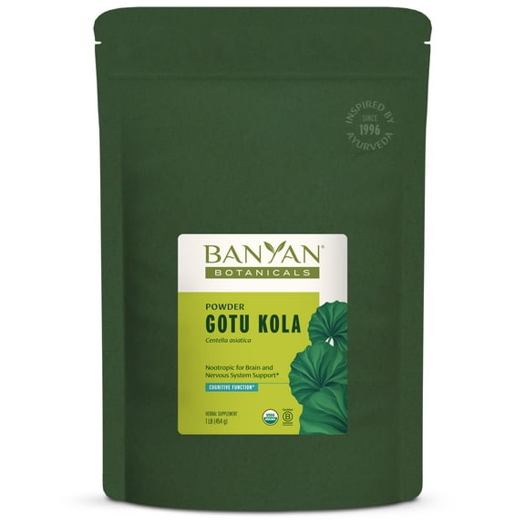 Banyan Botanicals Gotu Kola Powder – Organic Brahmi (Centella Asiatica) – Calming Nootropic Herb for Nervous System Support & Healthy Skin* – 1 lb. – Non-GMO Sustainably Sourced Vegan