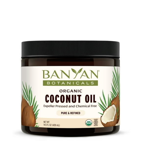 Banyan Botanicals Coconut Oil Expeller Pressed Organic Coconut Oil Massage Oil for Naturally Hydrated Skin and Hair 14.5 oz Refined, Non GMO, Sustainably Sourced