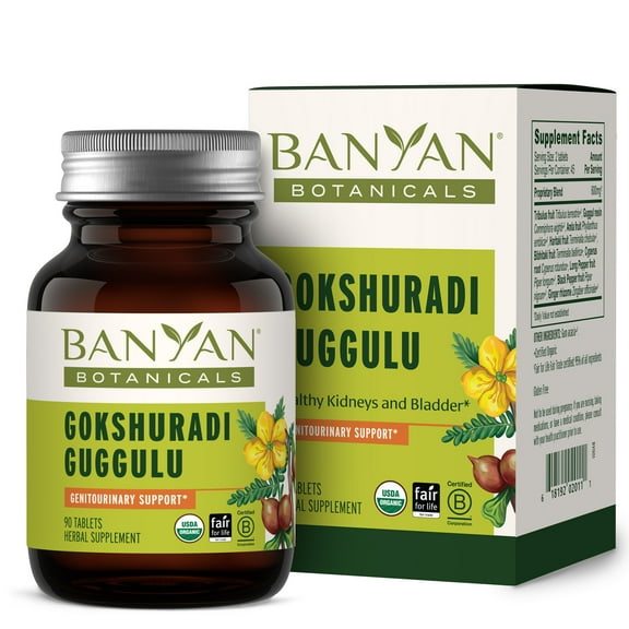 Banyan Botanicals Gokshuradi Guggulu Tablets – Organic Ayurvedic Supplement with Guggulu Resin & Gokshura – Support Urinary Tract Health* – 90 Tablets – Non-GMO Sustainably Sourced Fair for Life