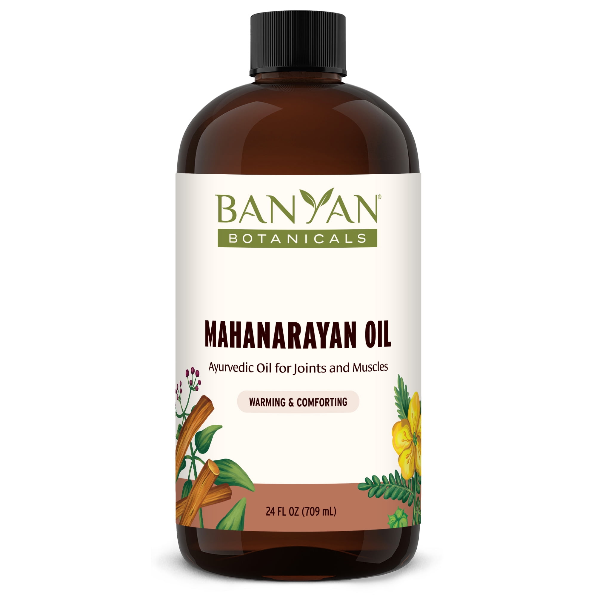 Banyan Botanicals Mahanarayan Oil – 99% Organic Ayurvedic Massage Oil – Penetrating Herbal Oil to Warm, Comfort, and Soothe Joints and Muscles – 24 oz. – Non GMO Sustainably Sourced Abhyanga Oil