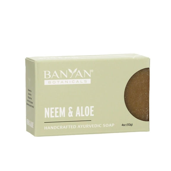 Banyan Botanicals Neem & Aloe Soap Calming and Soothing Soap for Sensitive Skin With Organic Neem Leaf, Aloe Vera, and Vetiver Essential Oil 4 oz Bar Free of Sulfates, Phthalates & Parabens