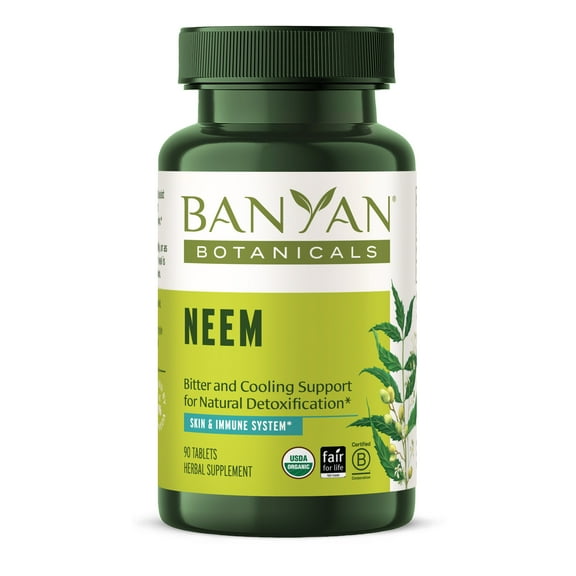 Banyan Botanicals Neem Tablets – Organic Neem Leaf (Azadirachta Indica) – Supports Natural Detoxification, Healthy Skin, and Immune Health* – 90 Tablets – Non-GMO Sustainably Sourced Vegan