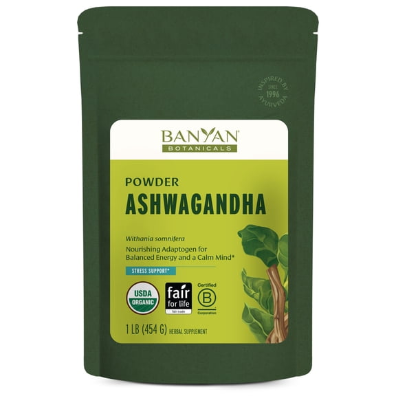 Banyan Botanicals Ashwagandha Powder – Organic Ashwagandha Root – Renowned Herbal Adaptogen for Natural Energy Support and Stress Support* – 1lb – Non-GMO Sustainably Sourced Vegan