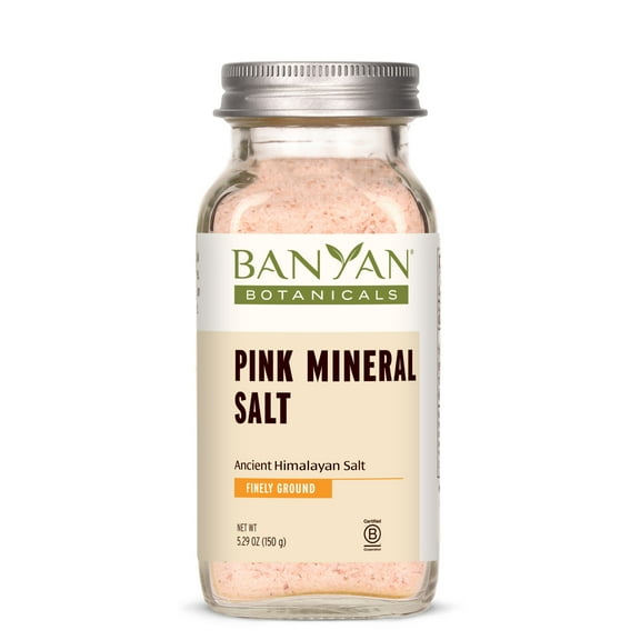 Banyan Botanicals Pink Mineral Salt Fine Ground Pink Himalayan Salt For Cooking, Baking, Beauty, and Bath Spice Jar Gluten Free, Vegan, Non-GMO