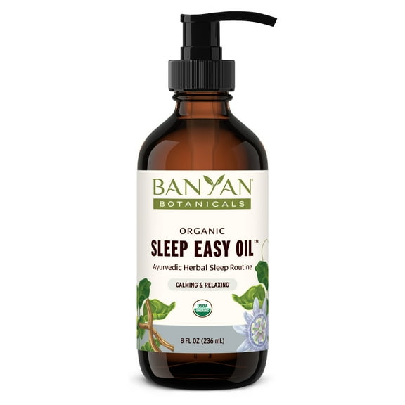 Banyan Botanicals Sleep Easy Oil – Organic Ayurvedic Herbal Massage Oil – Calming & Relaxing Massage Oil with Ashwagandha, Passionflower & Skullcap – 8 oz. – Non GMO Sustainably Sourced Abhyanga Oil