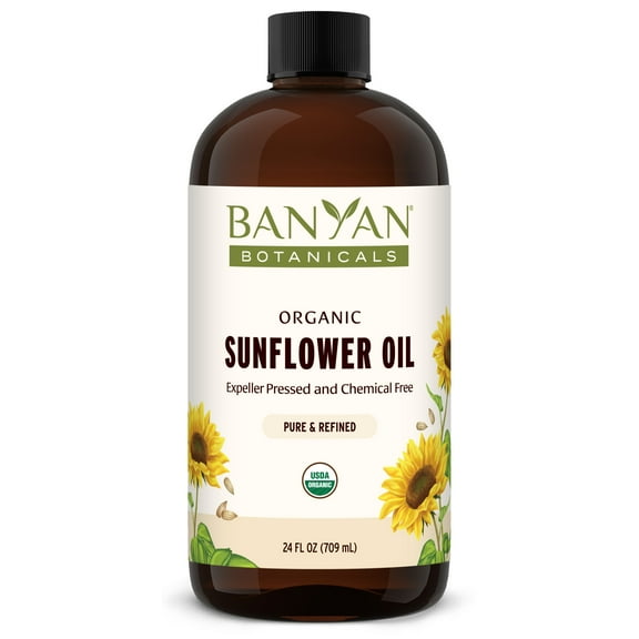 Banyan Botanicals Sunflower Oil Pure & Organic Sunflower Seed oil for Skin, Body, Hair & More Multiple Sizes 24 oz Expeller Pressed Non GMO Chemical Free