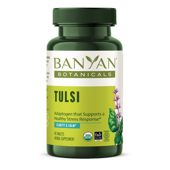 Banyan Botanicals Tulsi (Holy Basil) – Uplifting Adaptogen – Organic Lung and Respiratory Health Supplement* – 90 tablets – Non-GMO Sustainably Sourced Vegan