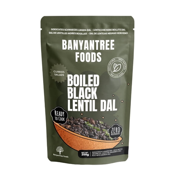 BanyanTree Foods Boiled Black Lentil ((Makhani Black Urad Dal) 200g ~ Ready to Eat| 100% Pure from Boiled Black Lentils | High Protein | Zero Preservatives| 100% Natural
