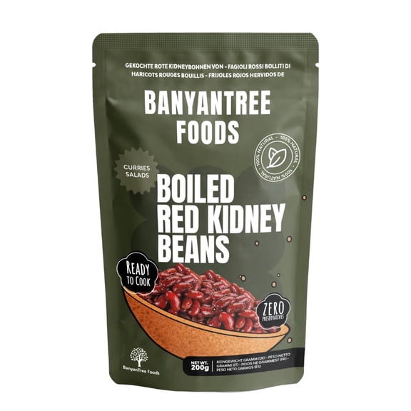 BanyanTree Foods Boiled Red Kidney Beans (Rajma) 200g ~ Ready to Eat| 100% Pure from Boiled Red Kidney Beans | High Protein | Zero Preservatives| 100% Natural