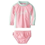 Banz BZ14-S2-PM-0 Baby Long Sleeve Rash Guard & Nappy Set - Pink Mint - Size 0