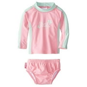 Banz BZ14-S2-PM-1 Baby Long Sleeve Rash Guard & Nappy Set, Pink Mint - Size 1