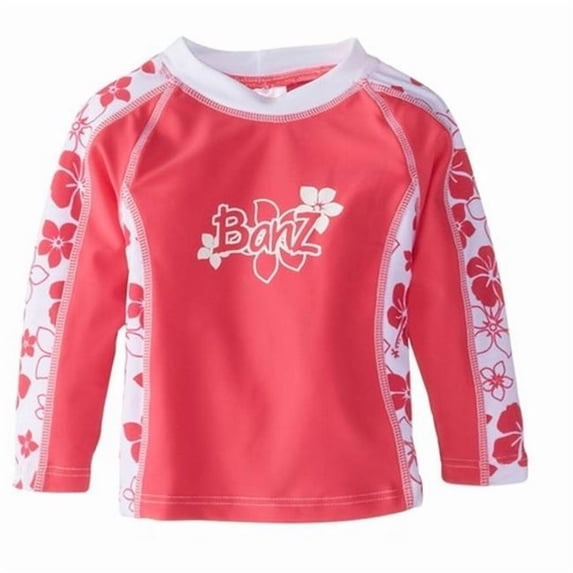 Banz RL-PW1 Girls Long Sleeve Rash Top, Pink Floral - Size 1