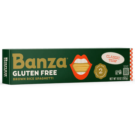 Banza Brown Rice Spaghetti, Gluten-Free Pasta Made in Italy, Non-GMO, 8oz, Classic Texture