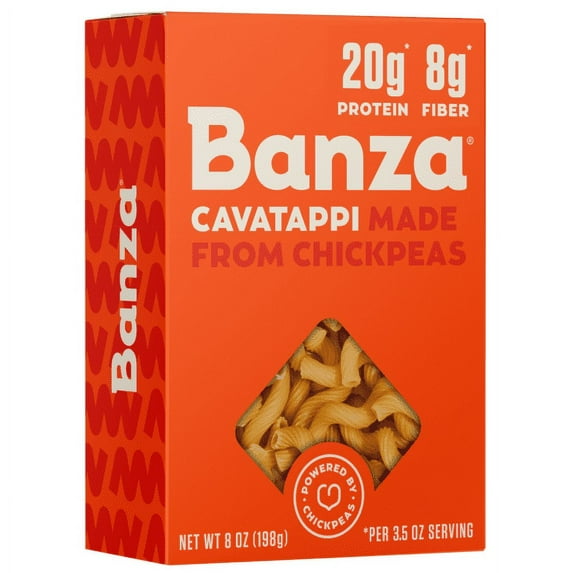 Banza Cavatappi Pasta from Chickpeas - Gluten Free, High Protein, and Lower Carb Protein Noodles, 8oz (Pack of 2)