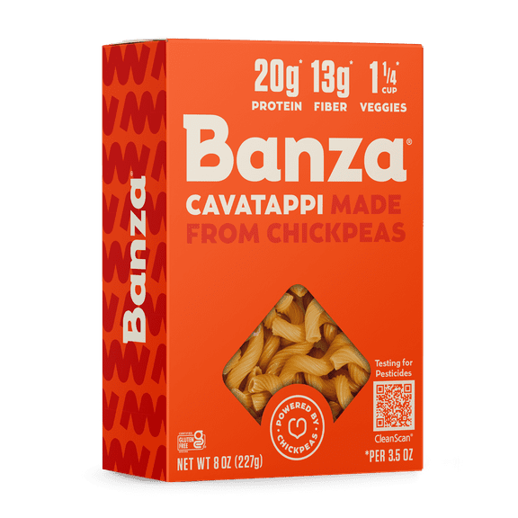 Banza Cavatappi Pasta from Chickpeas - Gluten Free, High Protein, and Lower Carb Protein Noodles, 8oz
