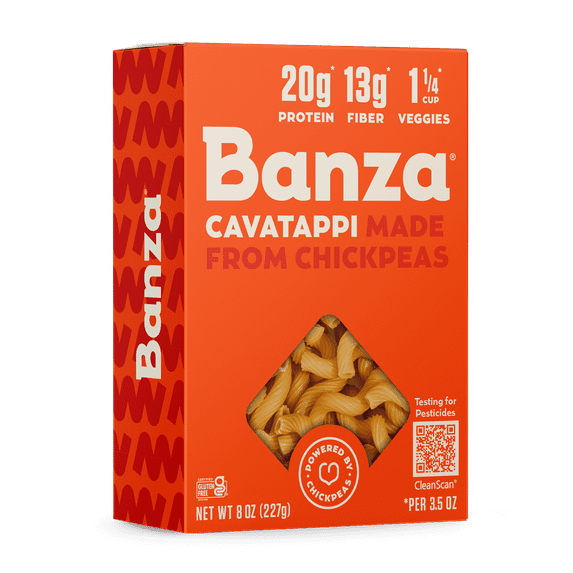 Banza Cavatappi Pasta from Chickpeas - Gluten Free, High Protein, and Lower Carb Protein Noodles, 8oz