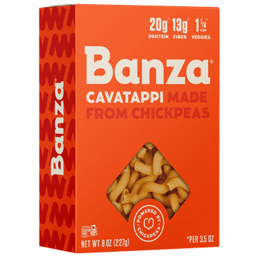 Banza Cavatappi Pasta from Chickpeas - Gluten Free, High Protein, and Lower Carb Protein Noodles, 8oz