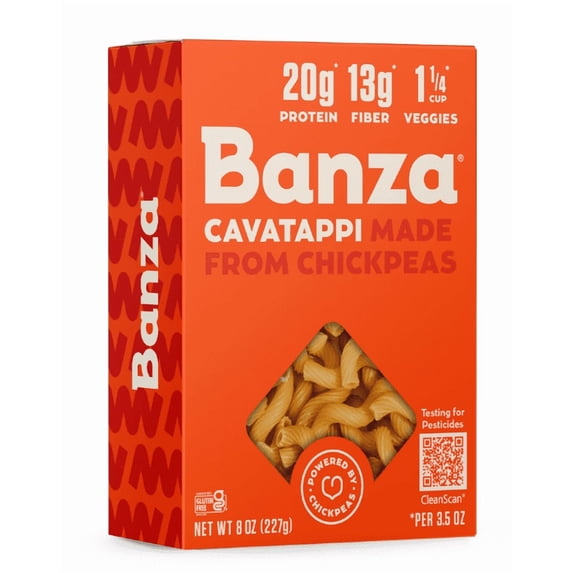 Banza Cavatappi Pasta from Chickpeas - Gluten Free, High Protein, and Lower Carb Protein Noodles, 8oz