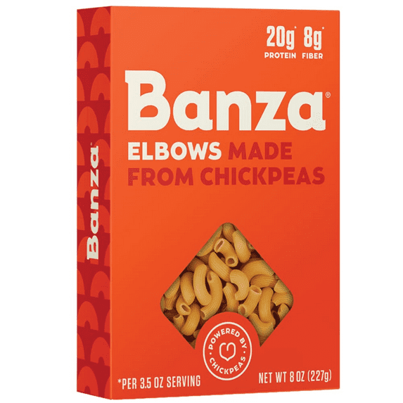 Banza Chickpea Elbows Pasta Gluten Free, High Protein, Low Carb & Non-GMO, 3-Pack 8 oz. Boxes