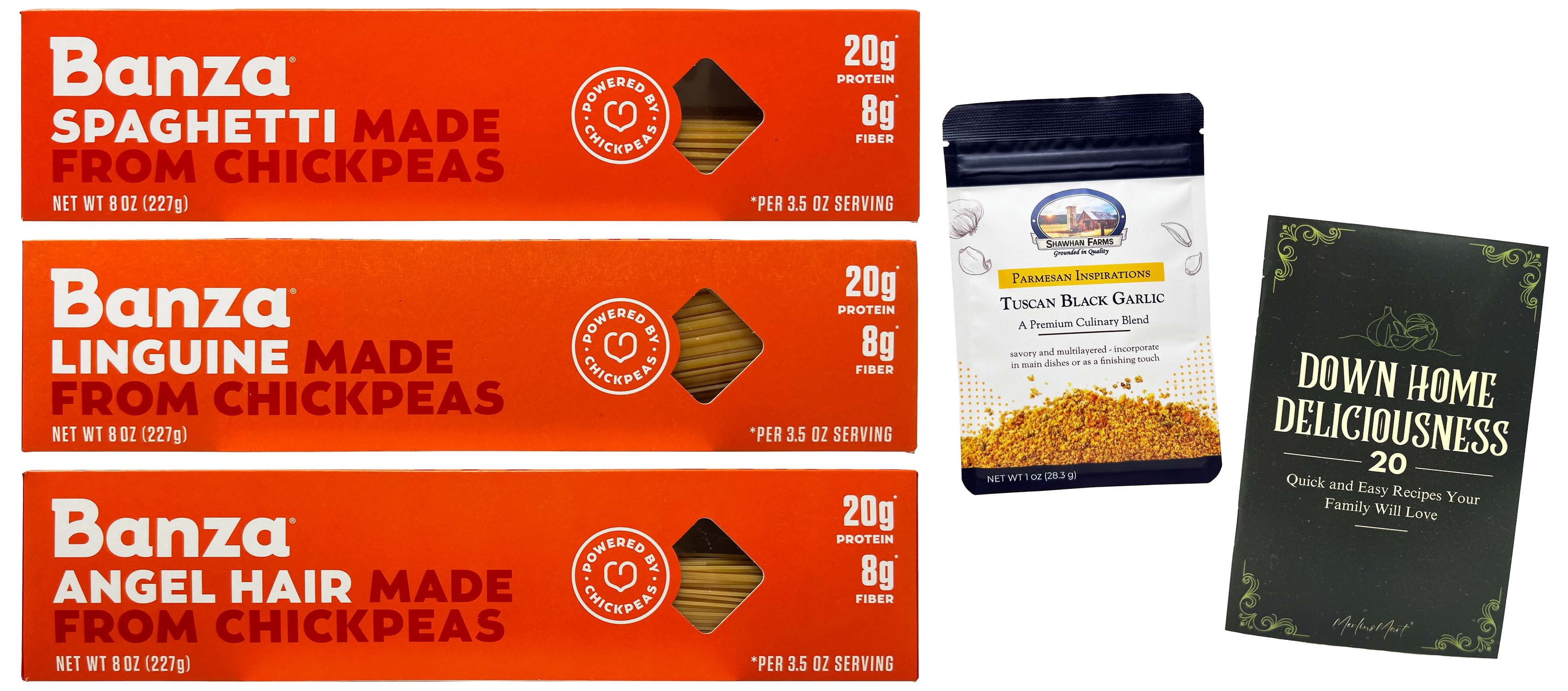Banza Chickpea Pasta - 3 shapes - 1 each: Spaghetti, Linguine, Angel ...