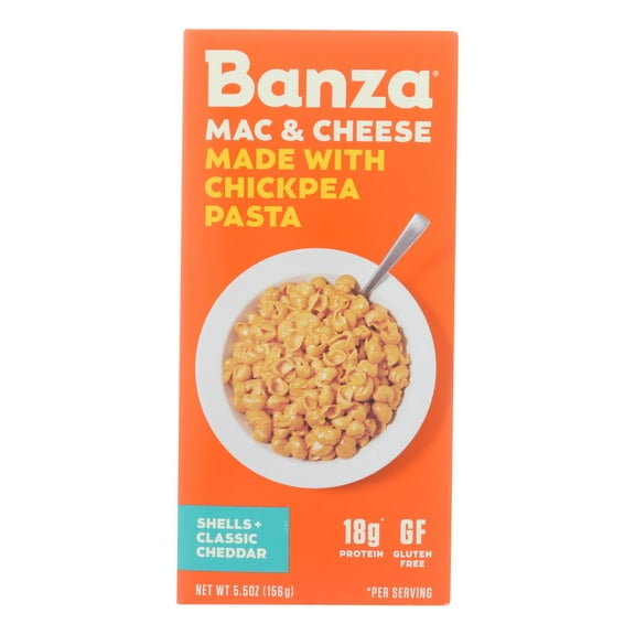 Banza - Chickpea Pasta Mac and Cheese - White Cheddar - Case of 6 - 5.5 oz.