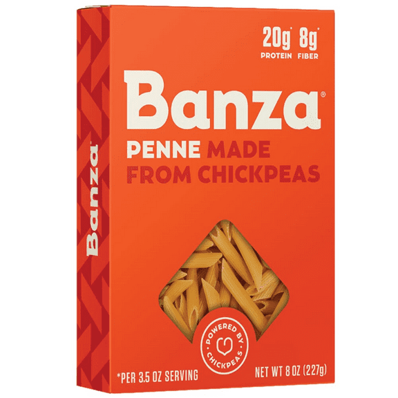Banza Chickpea Penne Pasta Gluten Free, High Protein, Low Carb & Non-GMO, 3-Pack 8 oz. Boxes