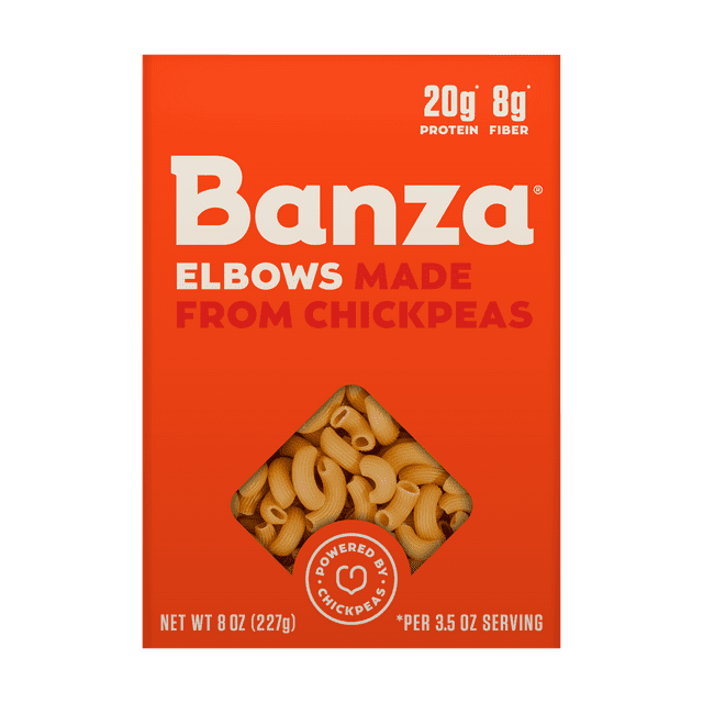 Banza Elbows Pasta – Gluten Free, High Protein, and Lower Carb Shelf-Stable Pasta, 8oz