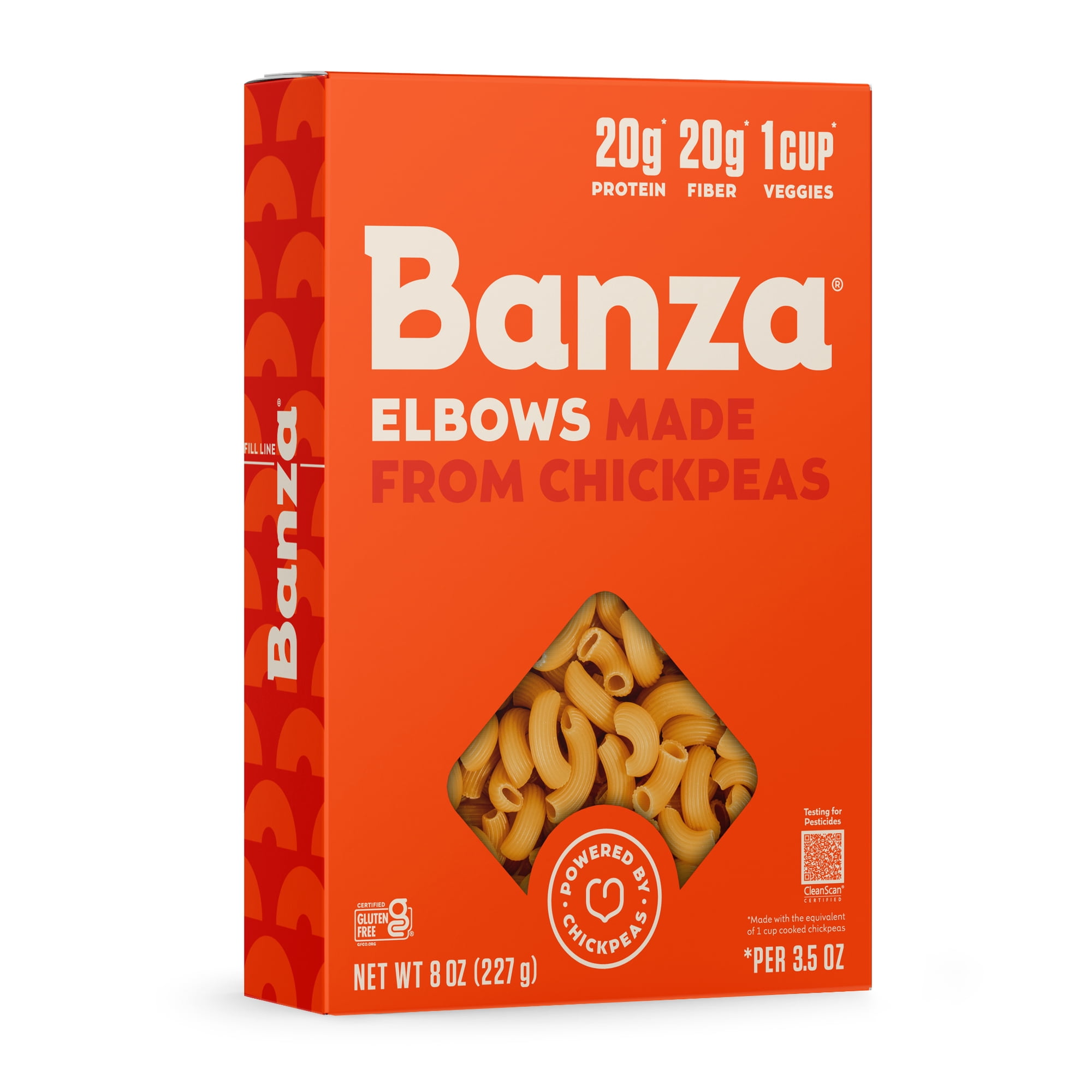 Banza Elbows Pasta from Chickpeas - Gluten Free, High Protein, and Lower Carb Protein Noodles, 8oz
