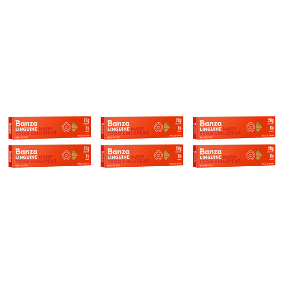 Banza Linguine Pasta Gluten Free, High Protein Lower Carb (Pack of 6)