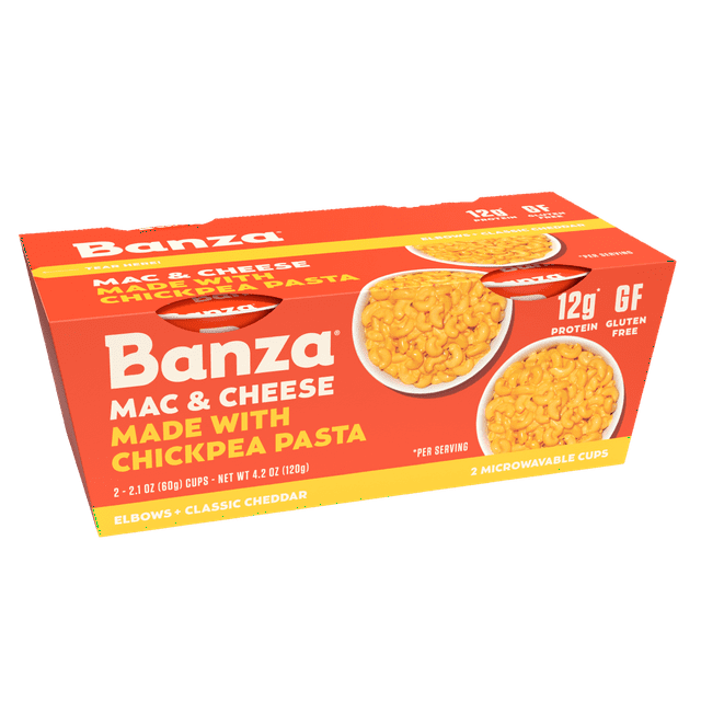 Banza Microwavable Mac and Cheese Cups, Elbows with Classic Cheddar