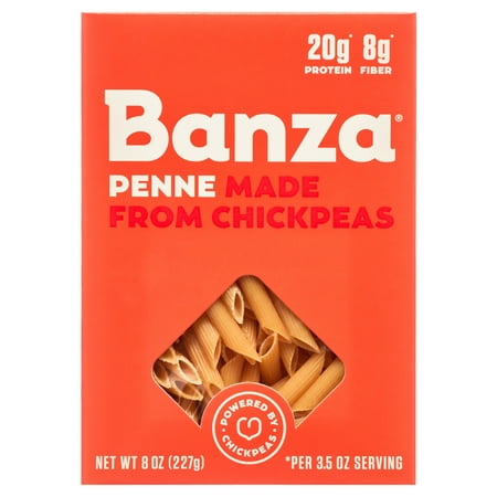 Banza Penne Pasta - Gluten Free, High Protein, and Lower Carb Shelf-Stable Pasta, 8oz